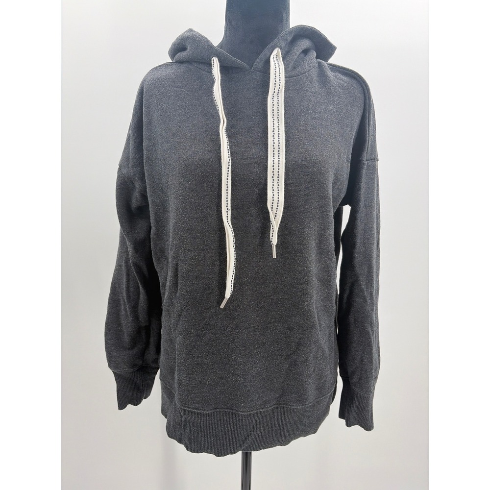 Aerie Womens Oversized Charcoal Grey Heathered Hoodie Side Slit‎ XS 201803445
